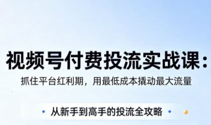 渔财老师·视频号付费投流实战课(更新5月)_网赚项目