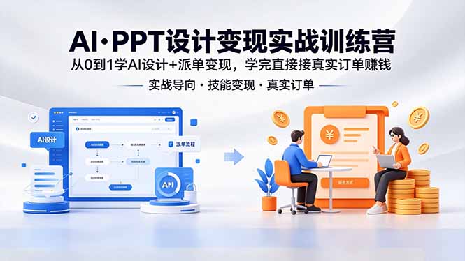 AI·PPT设计变现实战训练营，从0到1学AI设计+派单变现，学完直接接真实订单赚钱_网赚项目